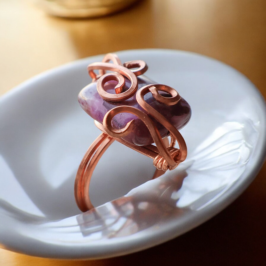 Lepidolite Purple Crystal Ring